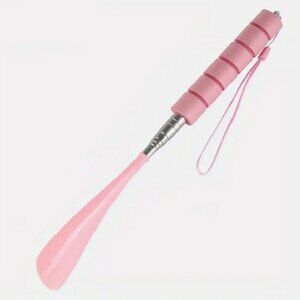 NWT Telescoping Shoe Horn Shoehorn Adjustable Extendable Pink w/Carrying Strap